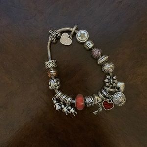 Pandora charm bracelet with 15 charms